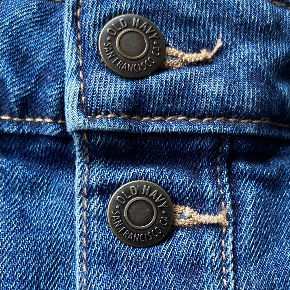 Old Navy NWT High Rise Button Front Blue Secret-Slim Pockets Denim Mini Skirt. 6 - Picture 3 of 11